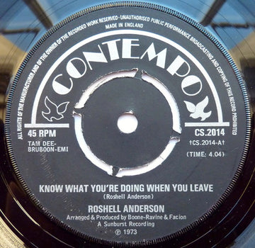 Roshell Anderson / Jesse Boone & The Astros : Know What You're Doing When You Leave / No Particular One (7")