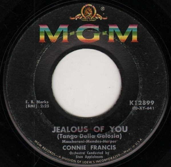 Connie Francis : Jealous Of You (Tango Della Gelosia) / Everybody's Somebody's Fool (7")