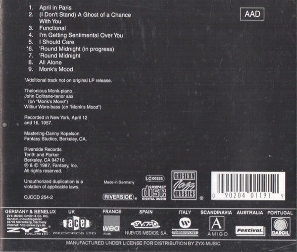 Thelonious Monk : Thelonious Himself (CD, Album, RE, RM, RP)