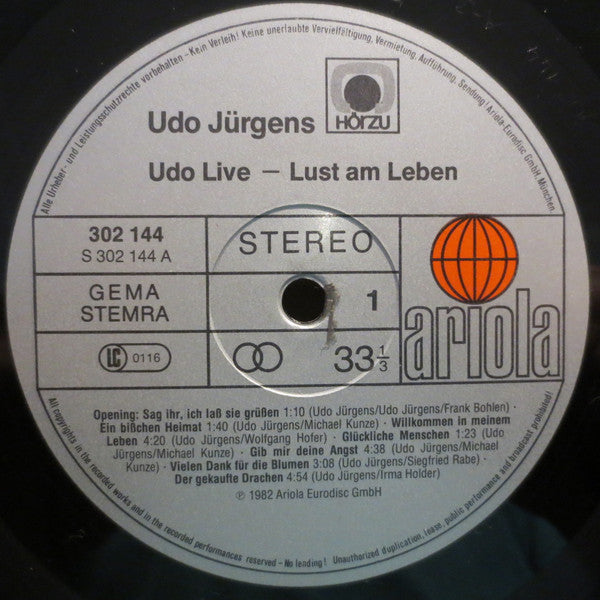 Udo Jürgens : Udo Live - Lust Am Leben (2xLP, Album)