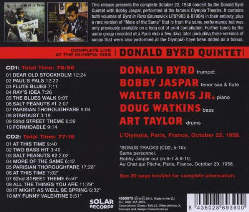 Donald Byrd Quintet :  Complete Live At The Olympia 1958 (CD, Comp, Ltd)