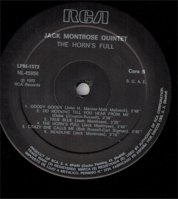 Jack Montrose And All-Stars*, Red Norvo : The Horn's Full (LP, Album, RE)