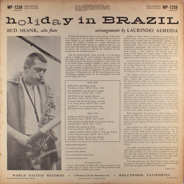 Bud Shank : Holiday In Brazil (LP, Mono, Dee)
