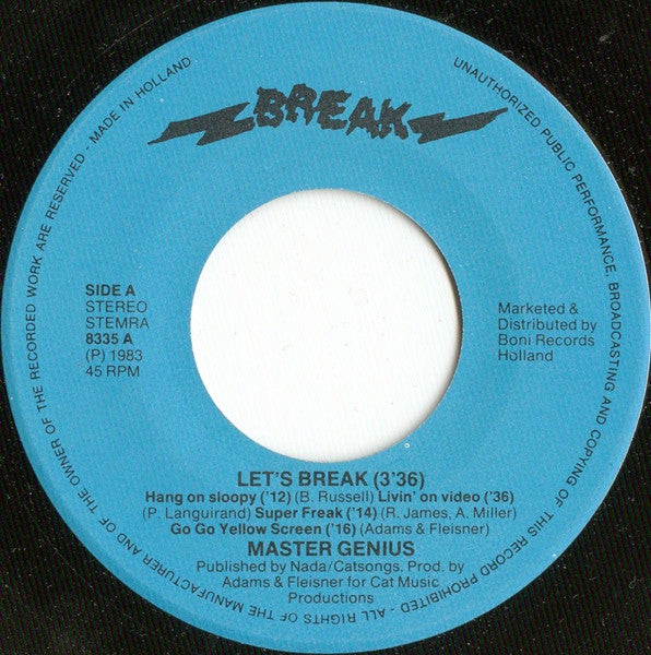 Master Genius : Let's Break (7", Single)