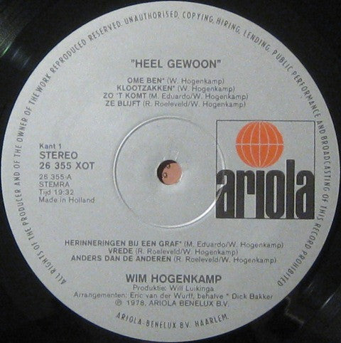 Wim Hogenkamp : Heel Gewoon (LP, Album)