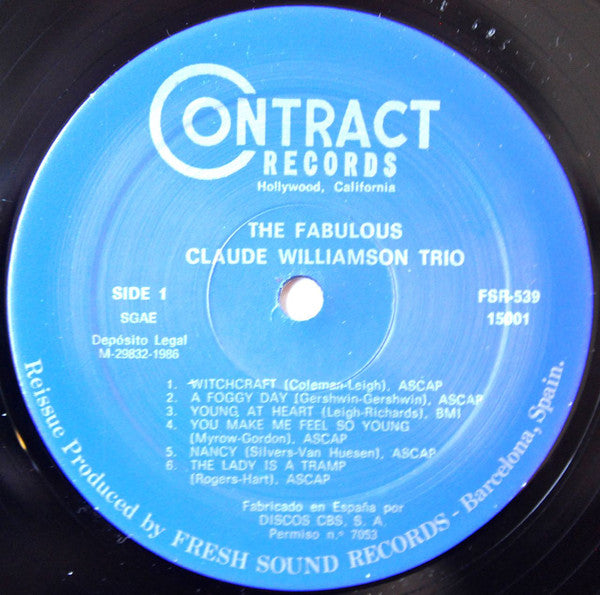 The Fabulous Claude Williamson Trio* : The Fabulous Claude Williamson Trio (LP, Album, Mono, RE)