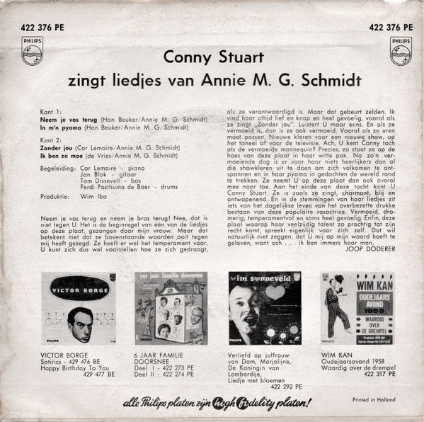 Conny Stuart : Conny Stuart Zingt Liedjes Van Annie M. G. Schmidt (7", EP, Mono)