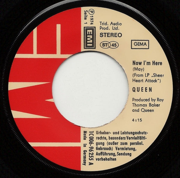 Queen : Now I'm Here (7", Single)