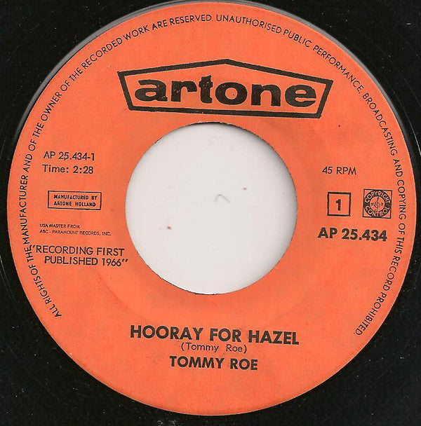 Tommy Roe : Hooray For Hazel / Where Were You When I Needed You (7", Single)