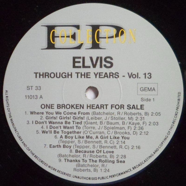 Elvis Presley : Elvis Through The Years Volume 13 - One Broken Heart For Sale (LP, Comp)