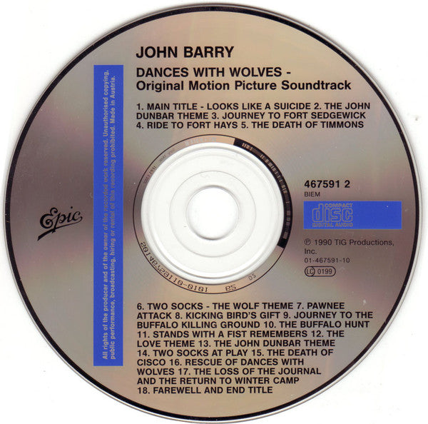 John Barry : Dances With Wolves (Original Motion Picture Soundtrack) (CD, Album, RE)