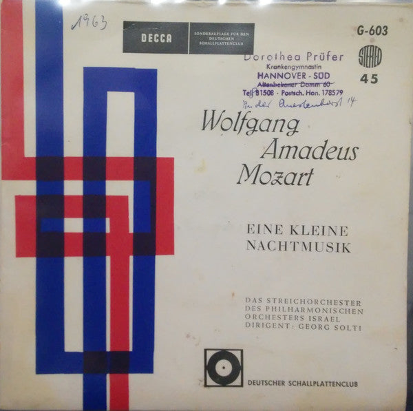 Wolfgang Amadeus Mozart, The Strings Of The Israel Philharmonic Orchestra, Georg Solti : Eine Kleine Nachtmusik (7", Club)