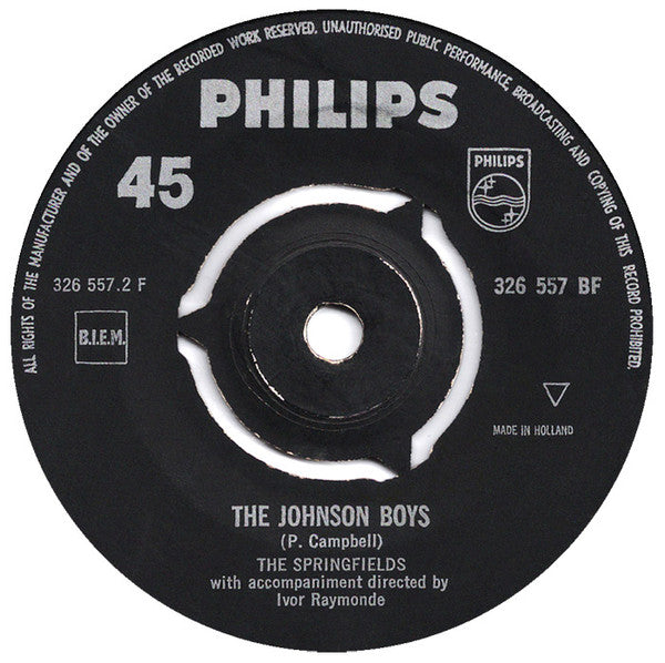 The Springfields : Island Of Dreams (7", Single, Mono)