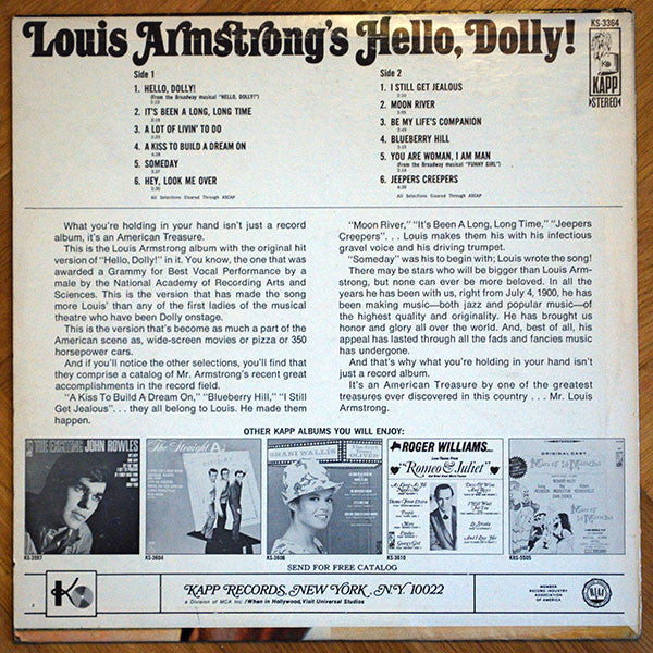 Louis Armstrong : Louis Armstrong's Hello, Dolly! (LP, Album, RE)