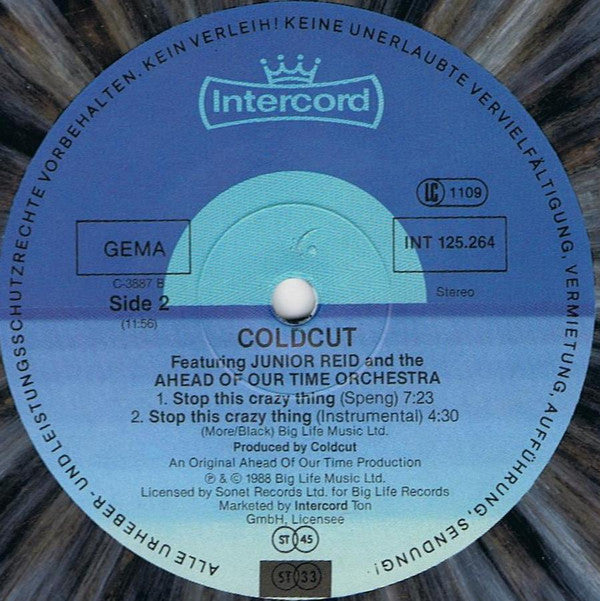 Coldcut Featuring Junior Reid And The Ahead Of Our Time Orchestra* : Stop This Crazy Thing (12", Maxi, Mar)