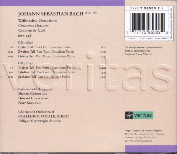 Johann Sebastian Bach, Collegium Vocale • Philippe Herreweghe : Weihnachts-Oratorium (2xCD, Album, RE)