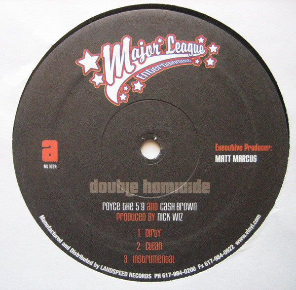Cash Brown, Royce da 5'9" / P Dap, Das EFX : Double Homicide / Leave It Alone (12")
