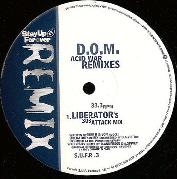 D.O.M. : Acid War (Remixes) (12")