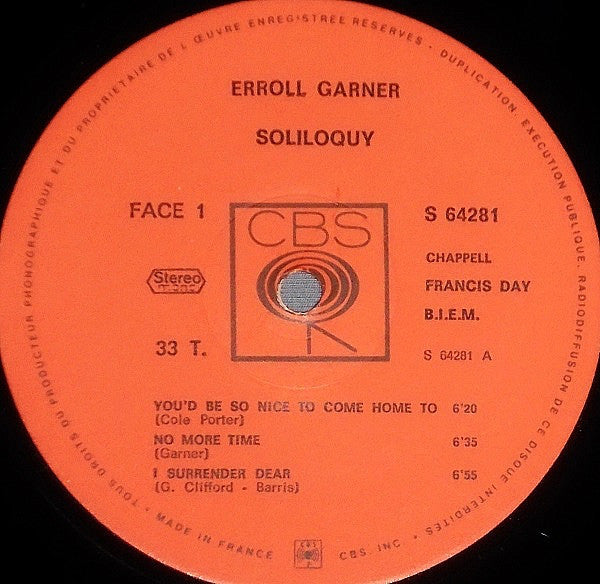 Erroll Garner : Soliloquy (LP, Album)
