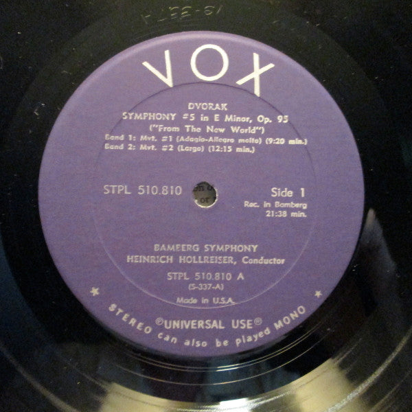 Antonín Dvořák - Bamberger Symphoniker, Heinrich Hollreiser : Symphony #5, E Minor, Op. 95 "From The New World" (LP, Album, RE)