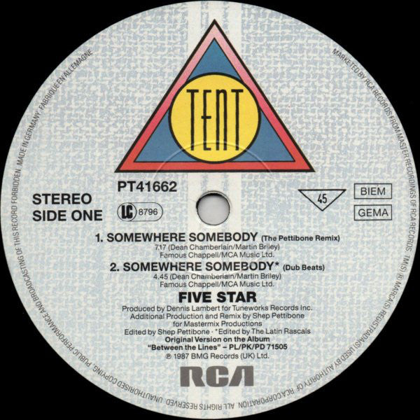 5 Star* : Somewhere Somebody (The Pettibone Remix) (12", Maxi)