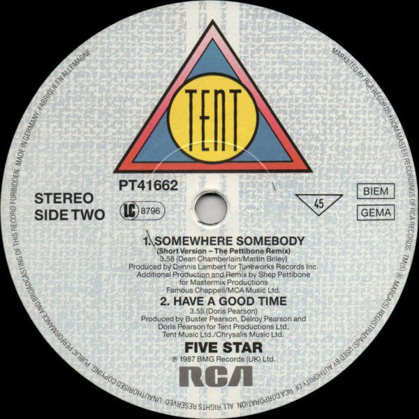 5 Star* : Somewhere Somebody (The Pettibone Remix) (12", Maxi)