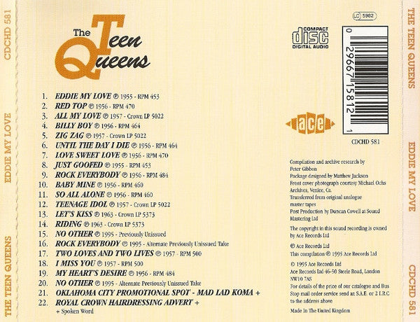 The Teen Queens : Eddie My Love (CD, Comp)