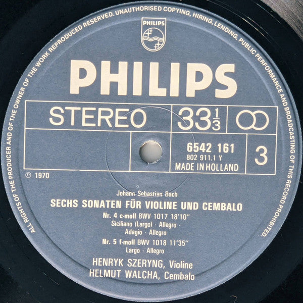 Johann Sebastian Bach, Henryk Szeryng, Helmut Walcha : 6 Sonate Per Violino & Cembalo BWV 1014-1019 (2xLP, RE + Box)