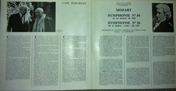 Mozart*, Orchestre Du Théâtre National De L'Opéra, Paris* Direction Carl Schuricht : Symphonie N° 40 / Symphonie N° 36 "Linz" (LP, Album)