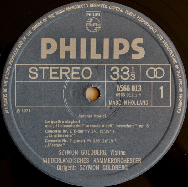 Antonio Vivaldi - Szymon Goldberg, Netherlands Chamber Orchestra : Die Vier Jahreszeiten / Le Quattro Stagioni / "La Cetra" (LP)