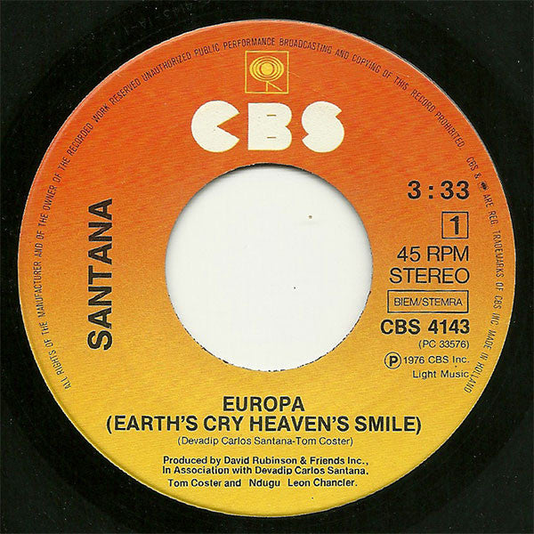 Santana : Europa (7", Single, RE)
