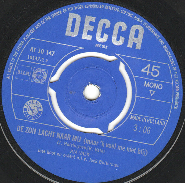 Ria Valk : Fernando, Alfredo En José (Santo Domingo) / De Zon Lacht Naar Mij (7", Single, Mono)