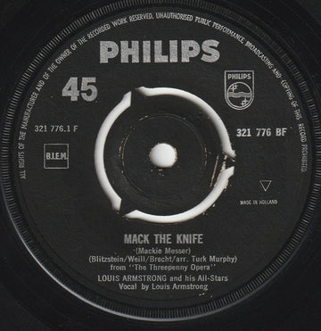 Louis Armstrong And His All-Stars : Mack The Knife (7", Single)