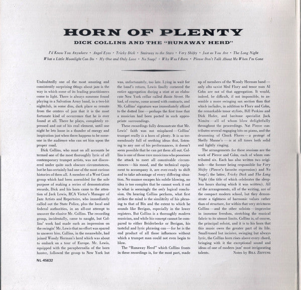 Dick Collins And The Runaway Herd : Horn Of Plenty (LP, Album, Mono, RE, Gat)