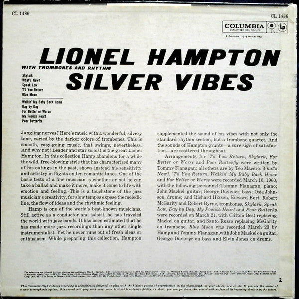 Lionel Hampton : Silver Vibes (With Trombones And Rhythm) (LP, Album, Mono)