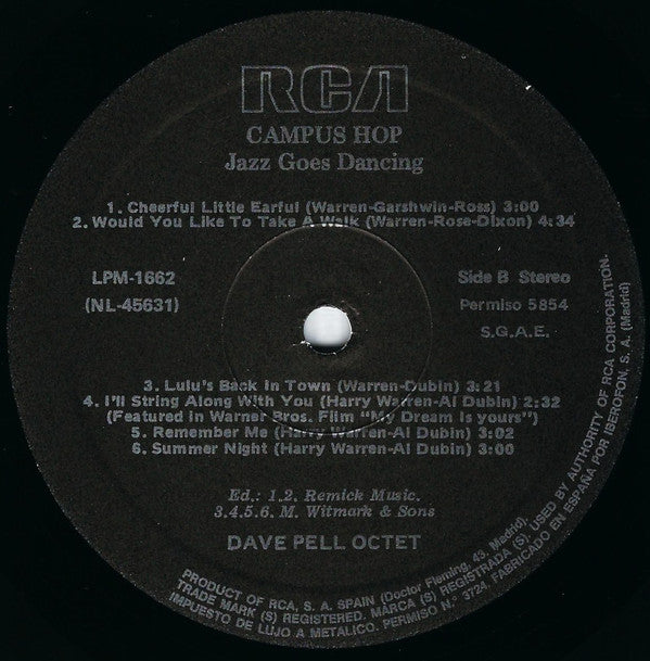 Dave Pell Octet : Jazz Goes Dancing - Campus Hop (LP, Album, RE)