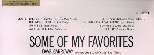 Dave Garroway Presents Matt Dennis, Red Norvo : Some Of My Friends (LP, Album, RE)