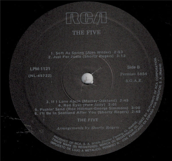 The Five (5) : Arrangements By Shorty Rogers (LP, Album, RE)