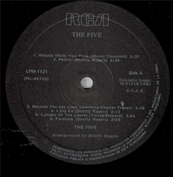 The Five (5) : Arrangements By Shorty Rogers (LP, Album, RE)