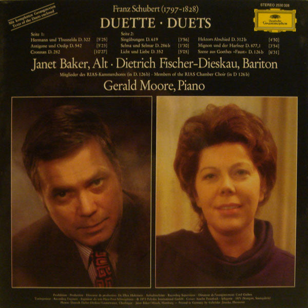 Franz Schubert / Janet Baker / Dietrich Fischer-Dieskau / RIAS-Kammerchor / Gerald Moore : Duette (LP)