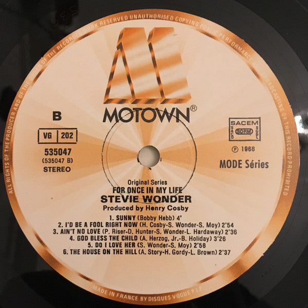 Stevie Wonder : For Once In My Life (LP, Album, RE)