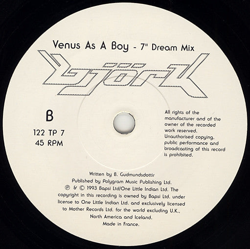 Björk : Venus As A Boy (7", Single)