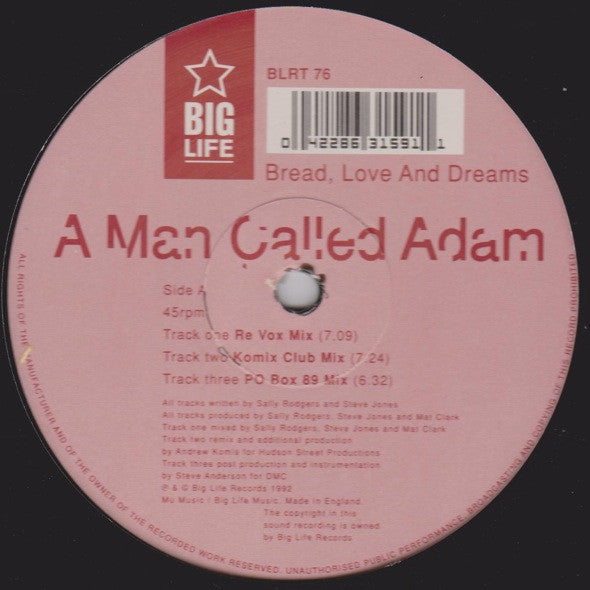 A Man Called Adam : Bread, Love And Dreams (12", Single)