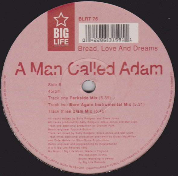 A Man Called Adam : Bread, Love And Dreams (12", Single)