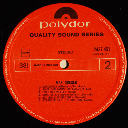 Max Greger : Max Greger (2xLP, Comp, RE)