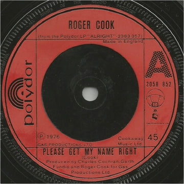 Roger Cook : Please Get My Name Right (7", Single)