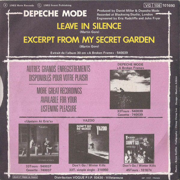 Depeche Mode : Leave In Silence (7", Single)