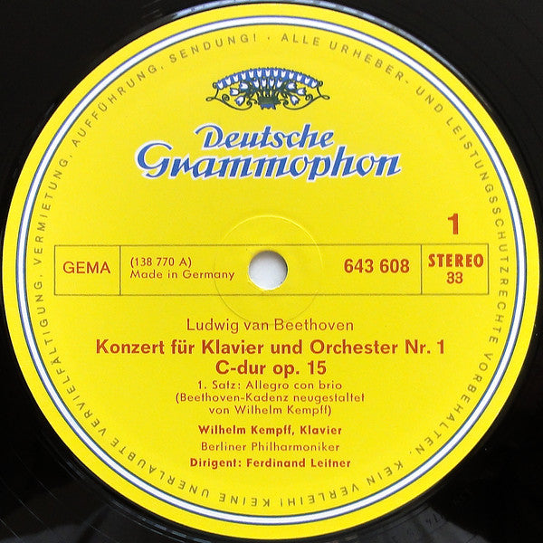 Ludwig van Beethoven – Wilhelm Kempff / Berliner Philharmoniker / Ferdinand Leitner : Die 5 Klavierkonzerte (4xLP, Album, RE + Box)