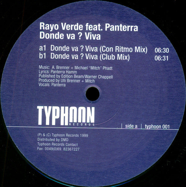Rayo Verde Feat. Panterra : Donde Va ? Viva (12")