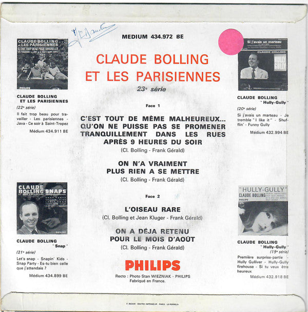 Claude Bolling Et Les Parisiennes : C'est Tout De Même Malheureux... (7", EP, Mono)